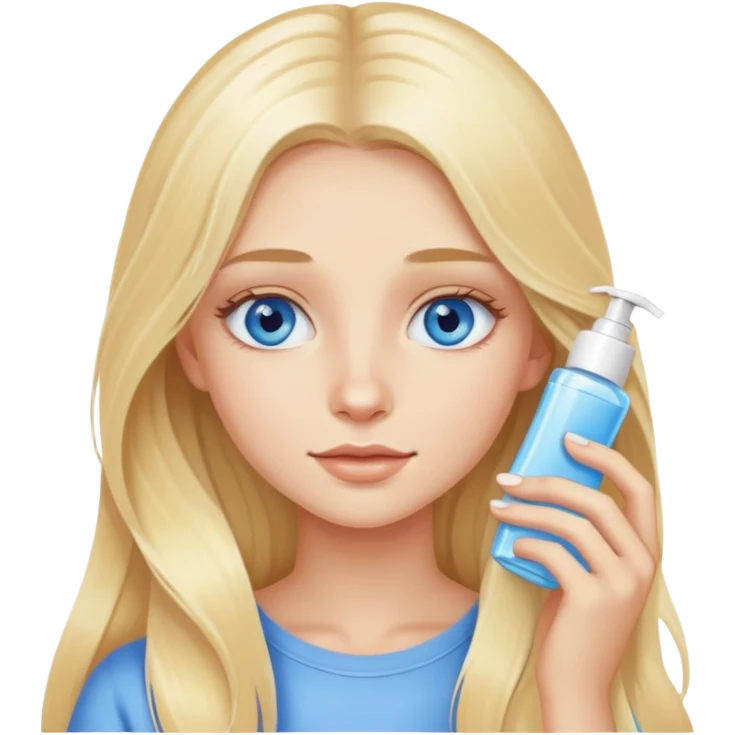 Skincare night blonde long haired girl with blue eyes emoji