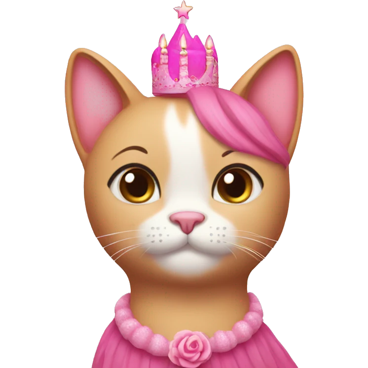 pink Cat birthday princess emoji