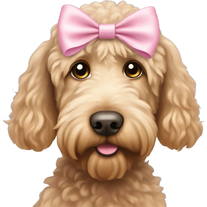 Labradoodle with a Light pink bow on its head emoji