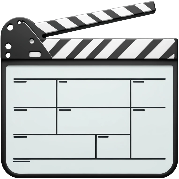 side view of film slate outline, just essential black lines, no color or fill emoji