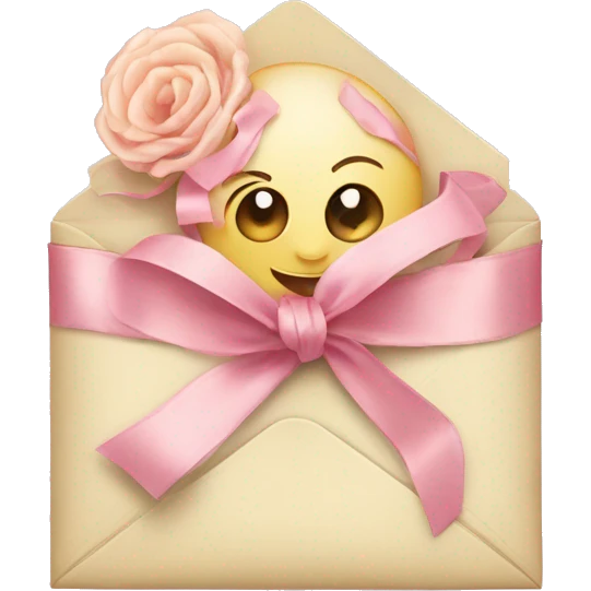 vintage love letters in envelope tied with a baby pink ribbon  emoji