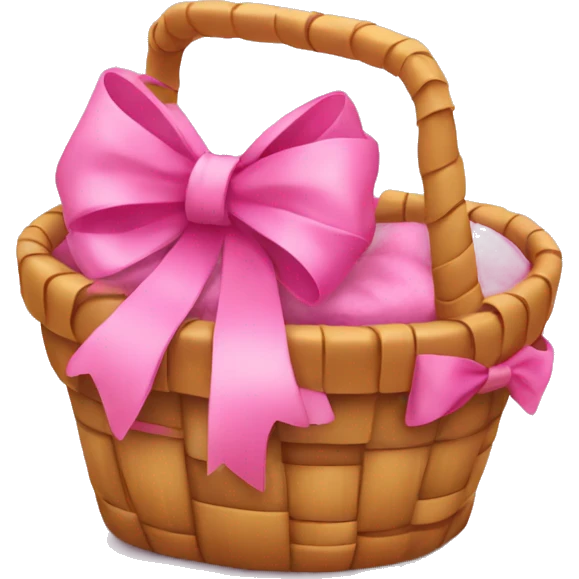 Basket with pink bow on top  emoji