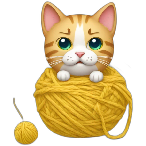 Cat vomiting hairball and playing with yarn emoji