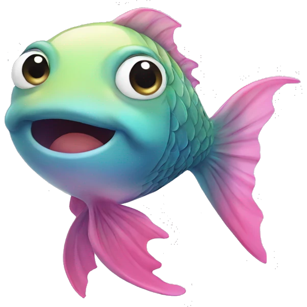 cute fish with love bubble emoji