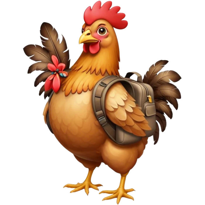 chicken wearing a backpack emoji