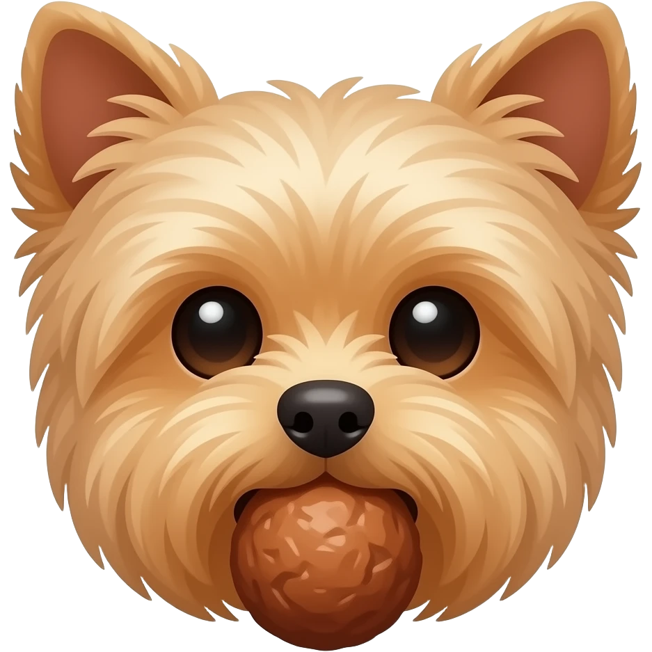Yorkie dog face eating  meatballs emoji