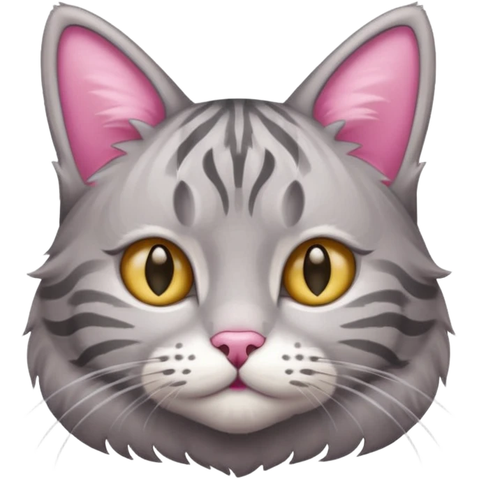 grey tabby cat: pink ears fur emoji