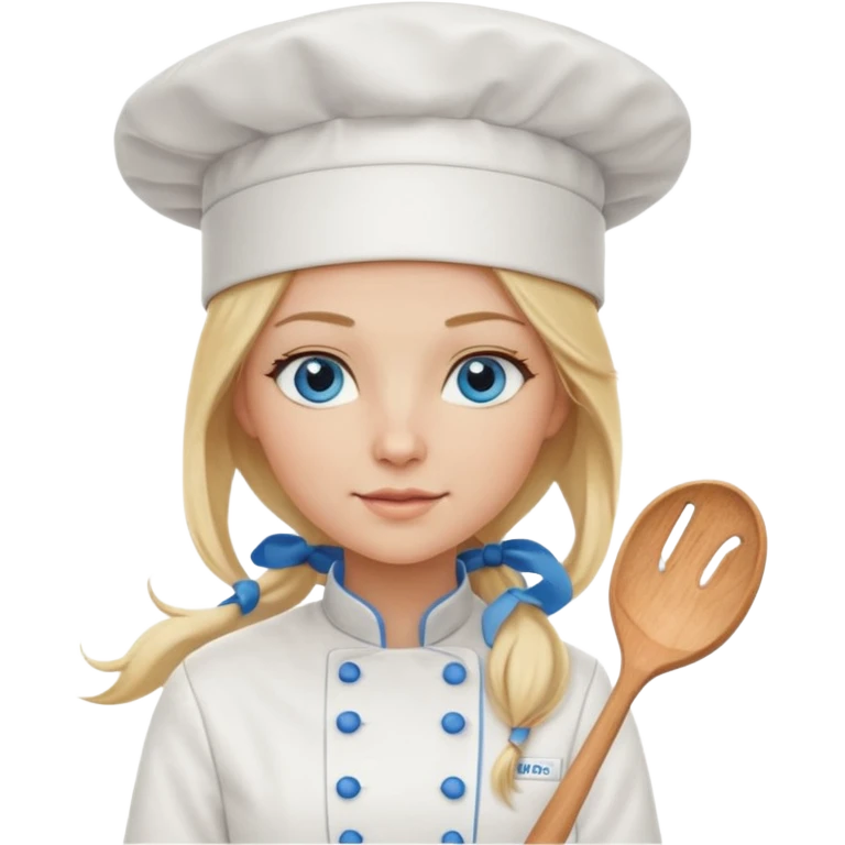 Long Blonde hair blue eyed female chef emoji