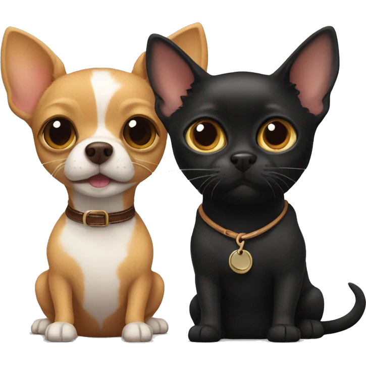 Cinnamon Chihuahua, and Brown, black Scottish cat  emoji