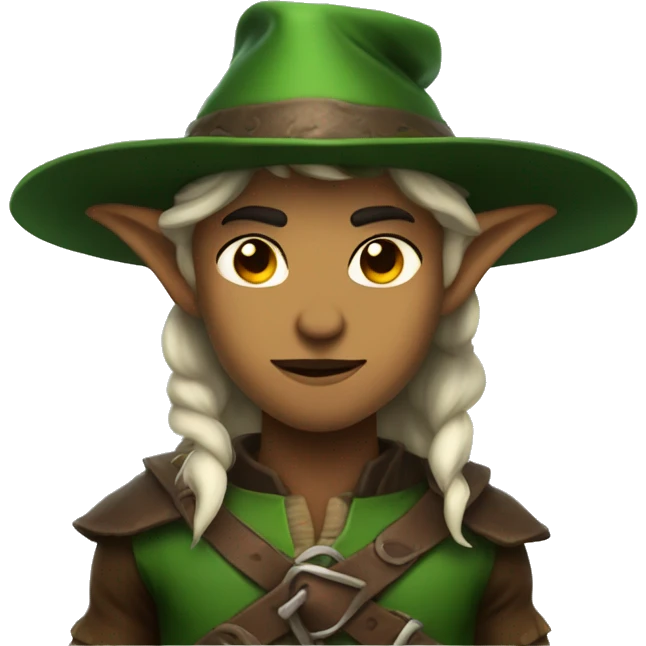 Fierce elf ranger wearing fedora  emoji
