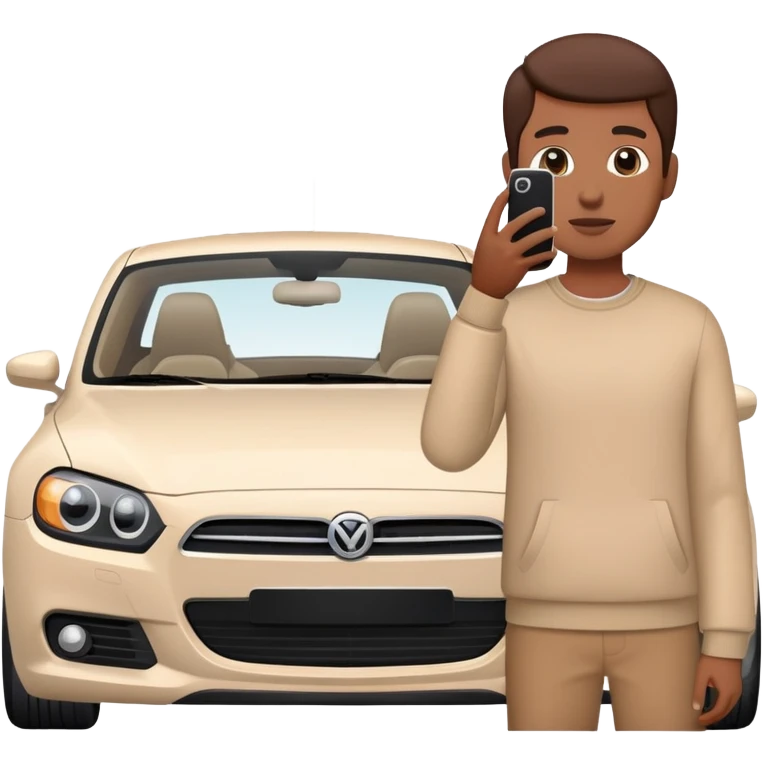 person photographing a car with iphone emoji
