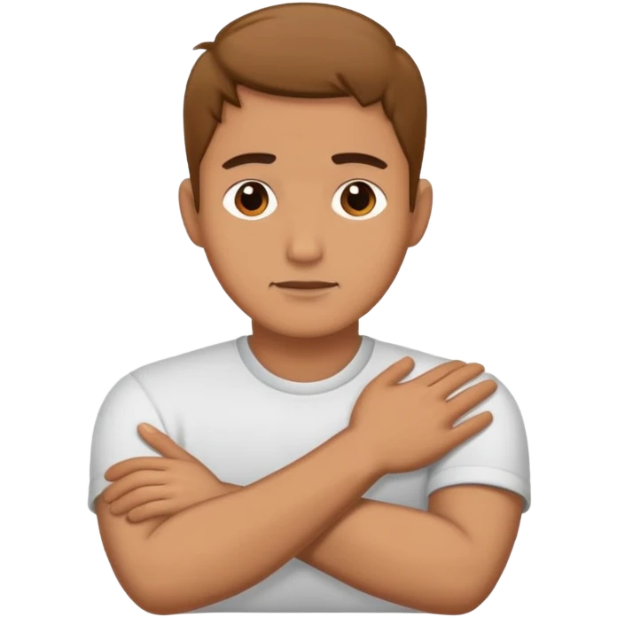 Man crossed hands holding his neck emoji