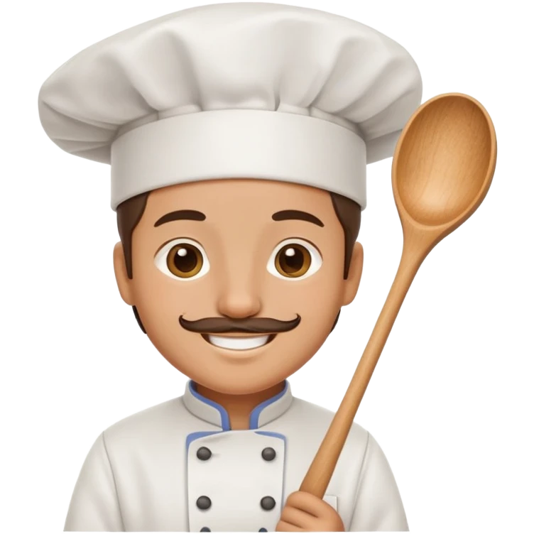 happy chef with chef hat holding a wooden spoon emoji