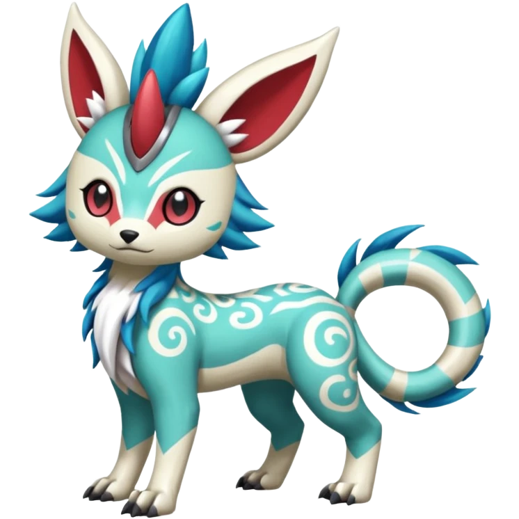  Tropical Tiny Marked Patterned Tribal WereGarurumon-Suicune-Linoone-Meloetta-Zangoose-fusion-hybrid-creature (full body) emoji