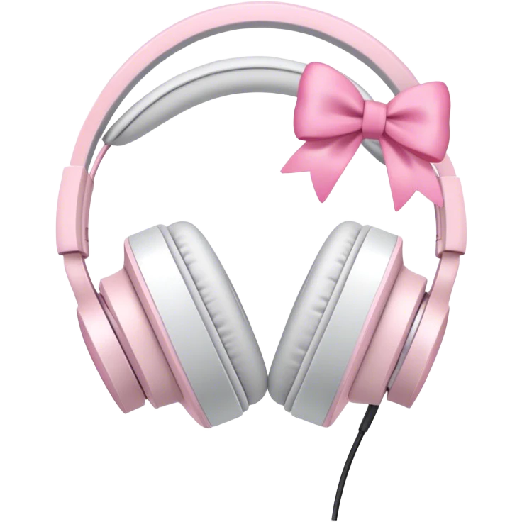 White aesthetic headphones with pink bow emoji
