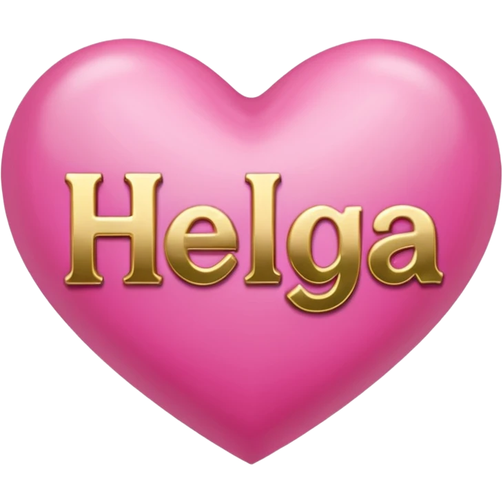 In pink heart,the gold inscription "Helga" in large letters emoji