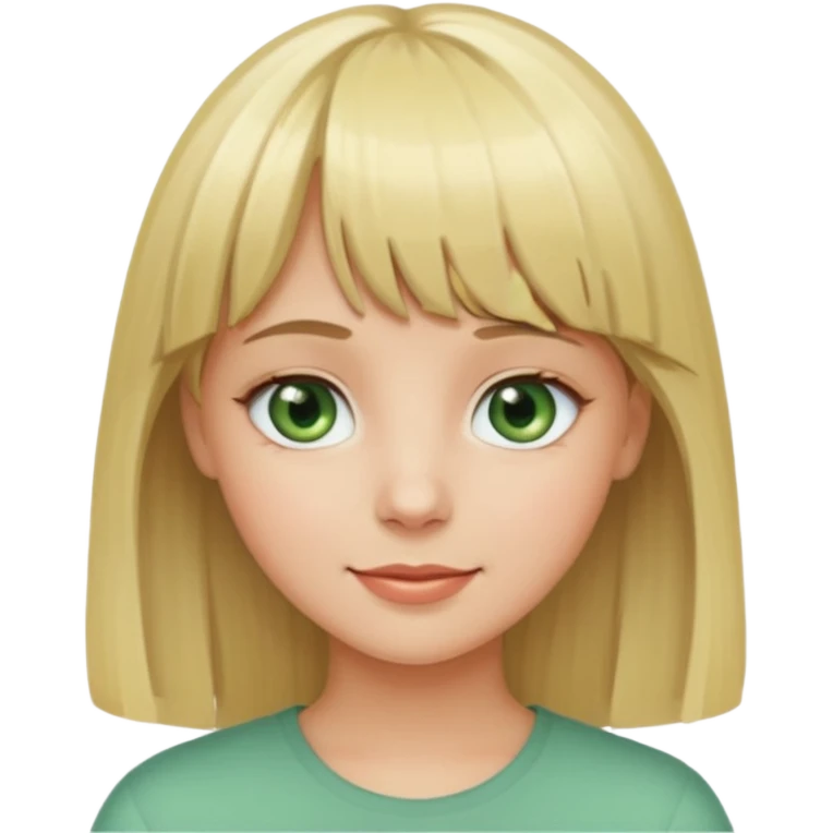 Ragazza bionda con la frangetta con gli occhi verde chiaro emoji