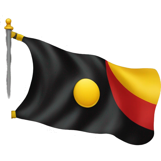 red and black flag with a medium sized yellow circle in the middle  emoji