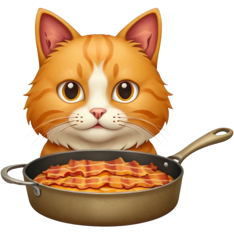 simple cat with a pan of bacon emoji