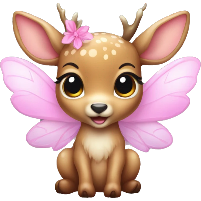 baby deer with fairy wings and a pink bow around its neck  emoji