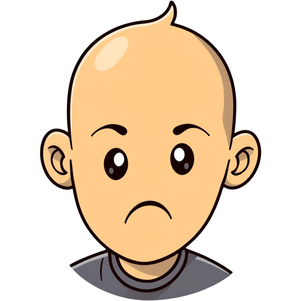 Guy with a massive exaggerated forehead, cartoon character, funny face emoji