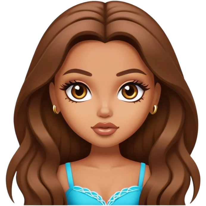 pretty bratz baddie, long brown hair emoji