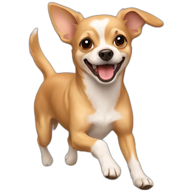light brown chihuahua terrier mix running emoji