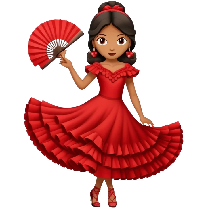 Flamenco dancer in red dress with fan emoji