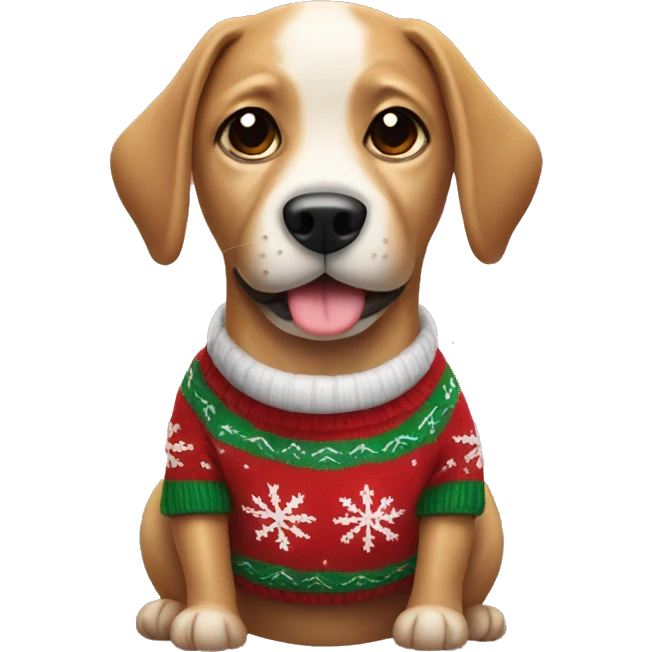 Dog with Christmas sweater  emoji