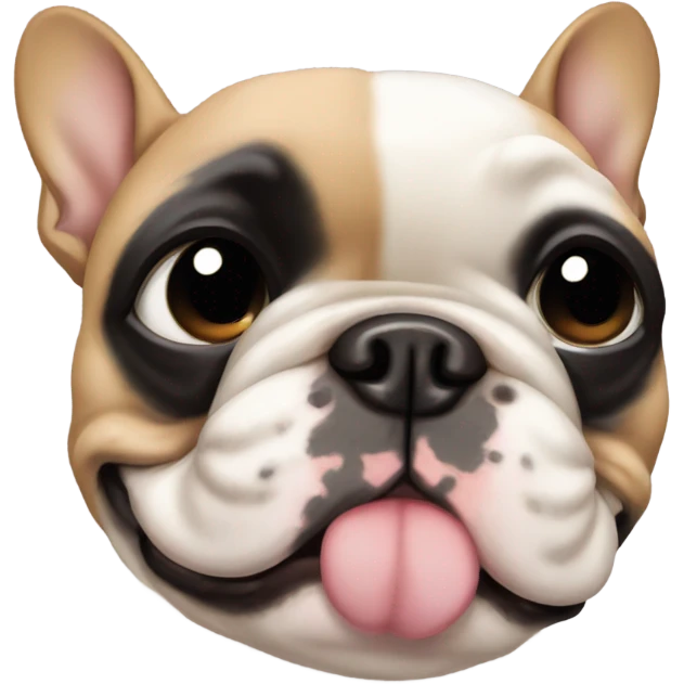 Fawn French bulldog with black face winking eye emoji