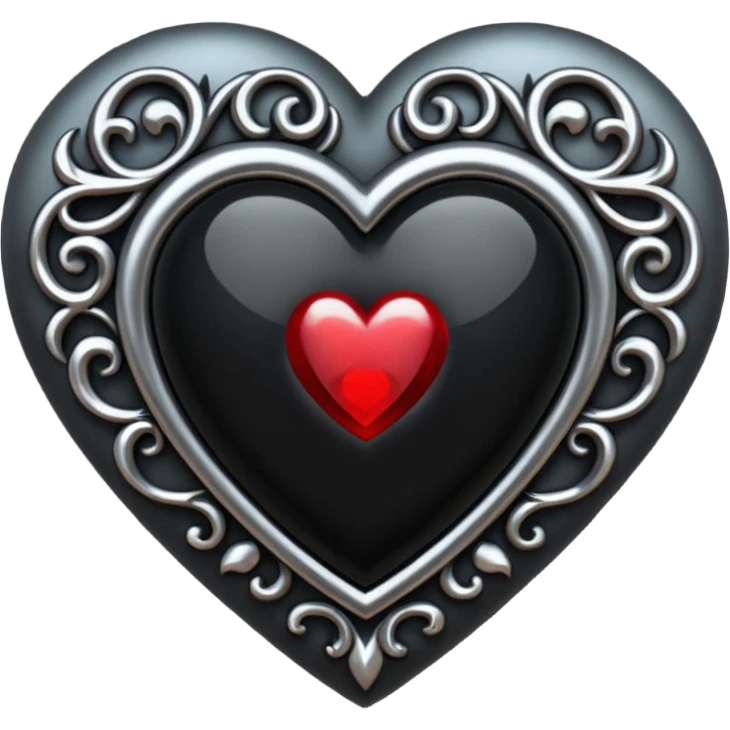 realistic gothic heart with a black gemstone emoji