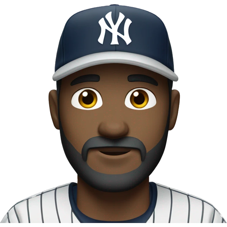 white guy with a brown beard, blue eyes and a New York Yankees hat on backwards. emoji