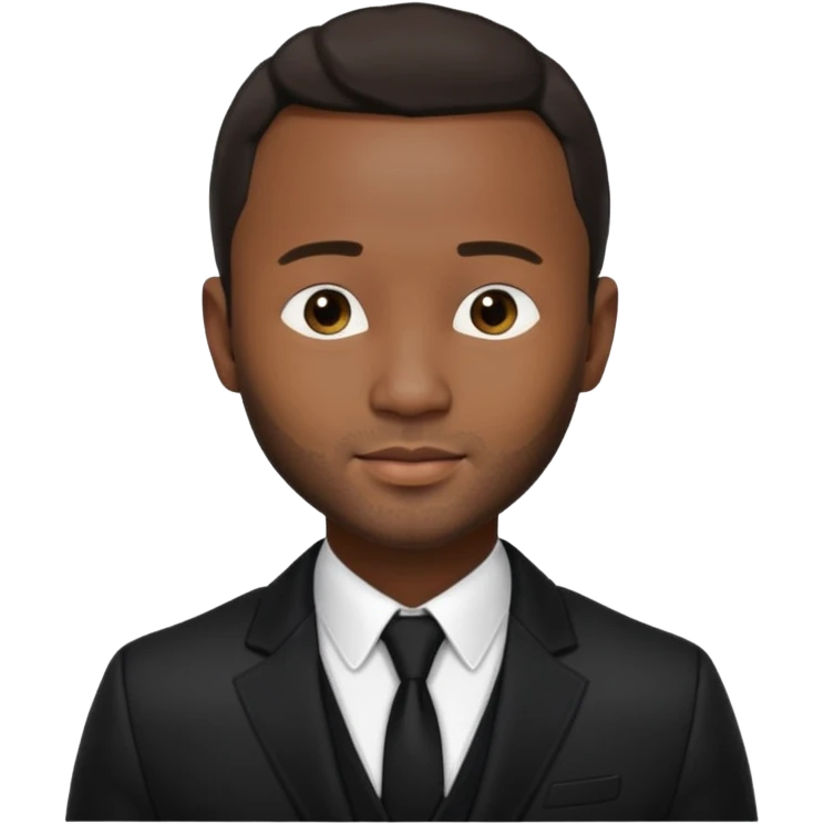 John Legend with dark brown long hair, black outfit emoji