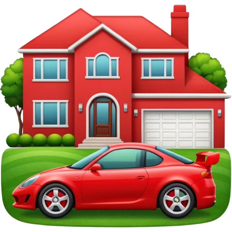 car sport in front of a normal house emoji