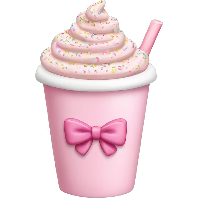 Light pink latte with sprinkles tied with a bow emoji