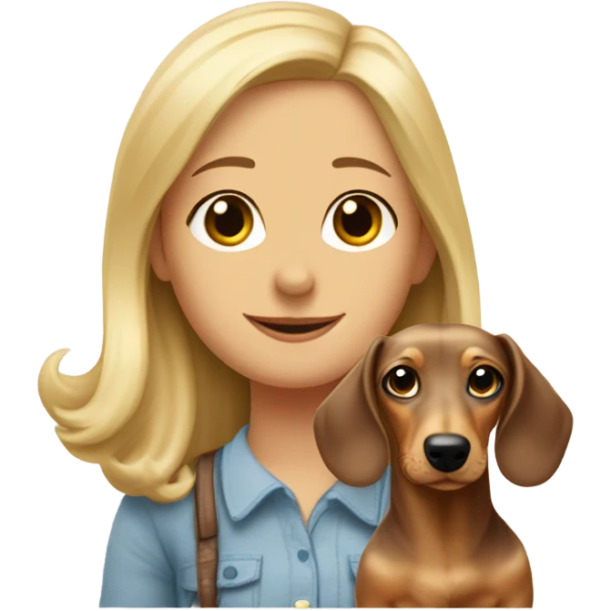 merle dachshund with shoulder-leght blonde girl emoji
