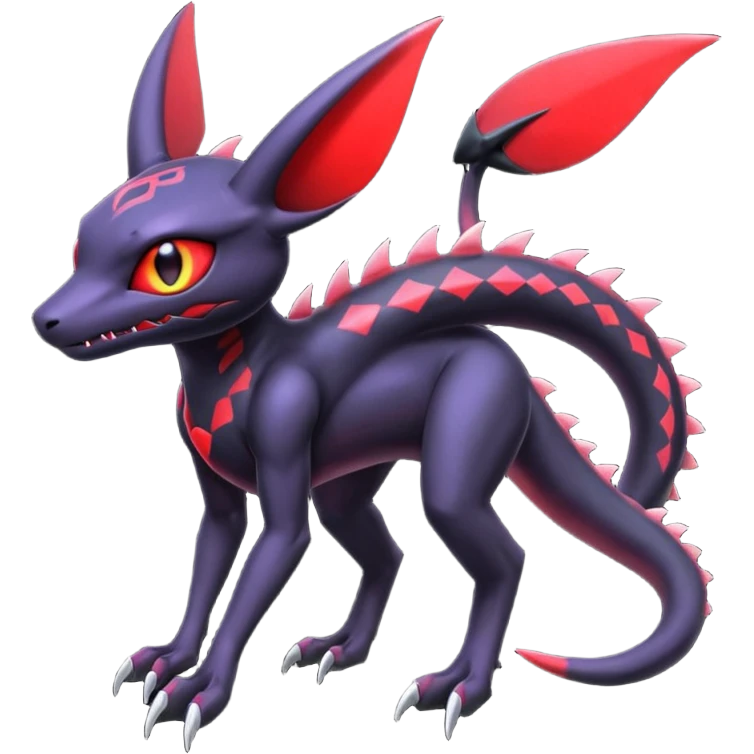 Gothic Edgy Badass Cool Genesect-Umbreon-Salandit-Fakémon-hybrid-creature (full body)  emoji