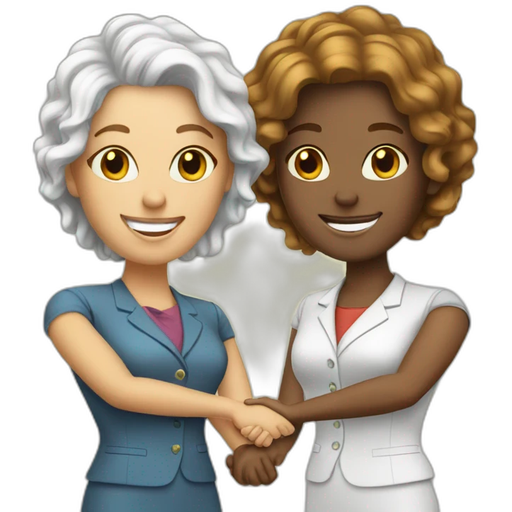 two white business women with different hair colors shaking hands emoji