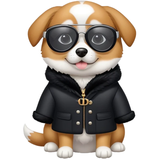 Dog wearing Dior snow glasses emoji
