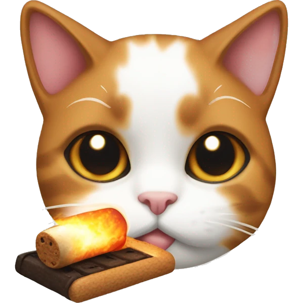 calico cat with s’mores emoji