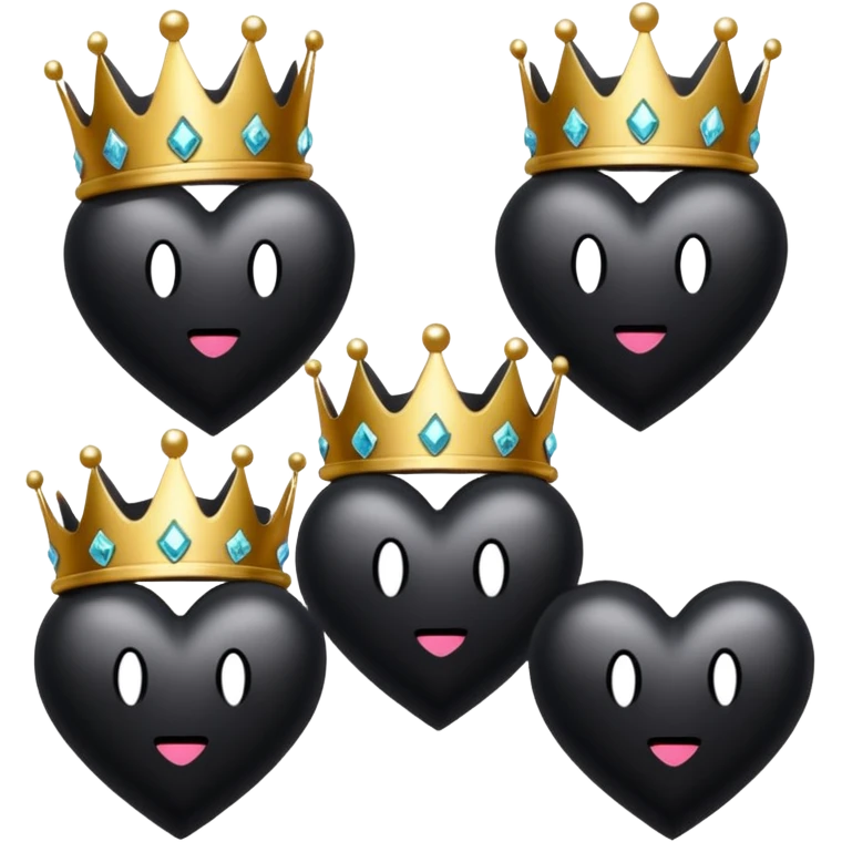 Black Hearts and crowns with glitter and the words boss bitch emoji