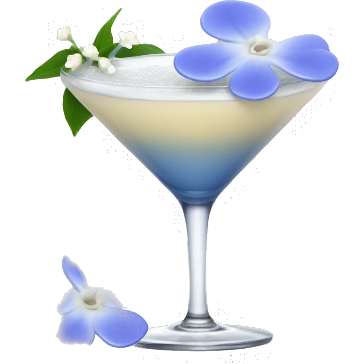 Periwinkle cocktail with white flower emoji