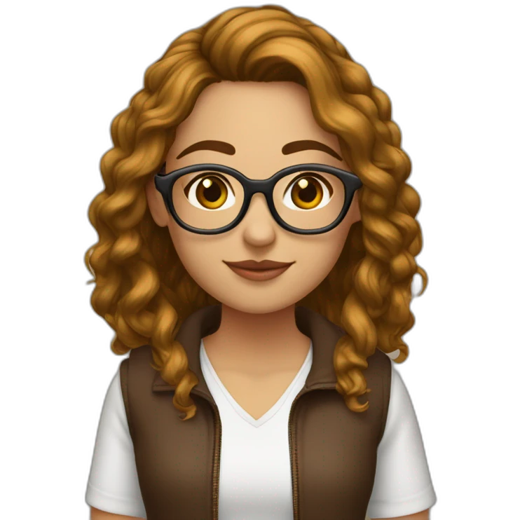 joven mujer blanco cabello marron y lentes emoji