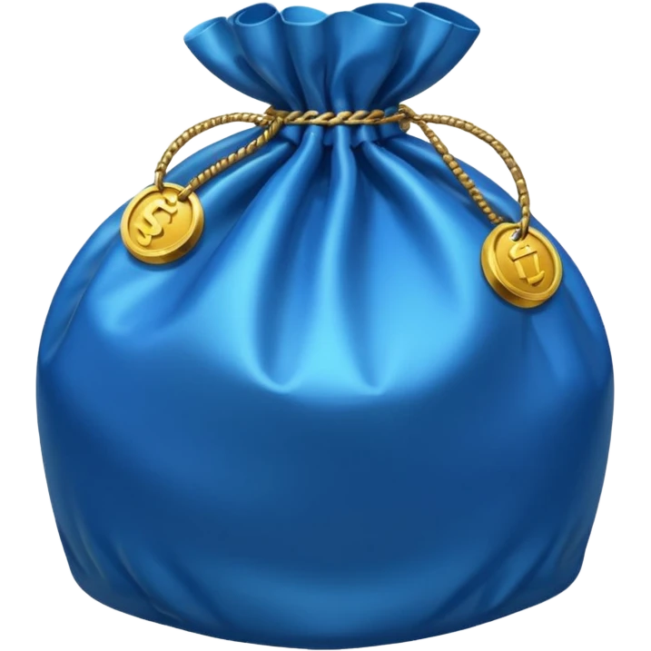 blue coins inside a bag  emoji