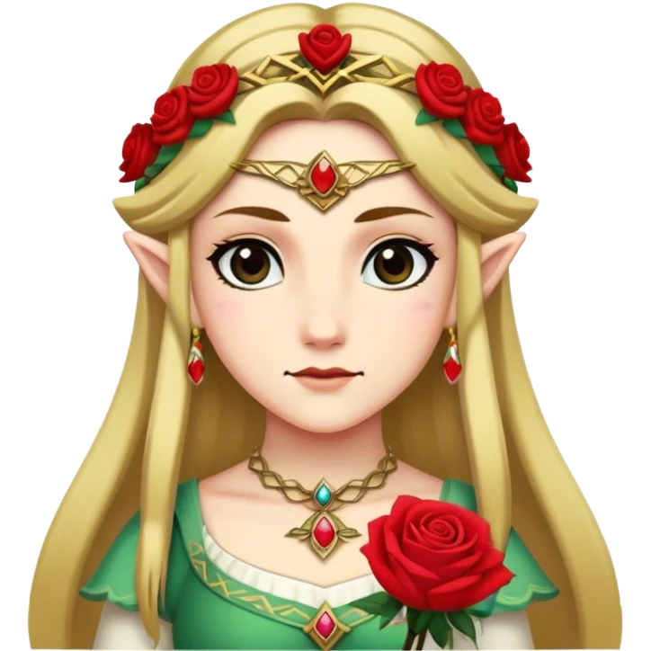 Princess Zelda with a red rose in her hair emoji