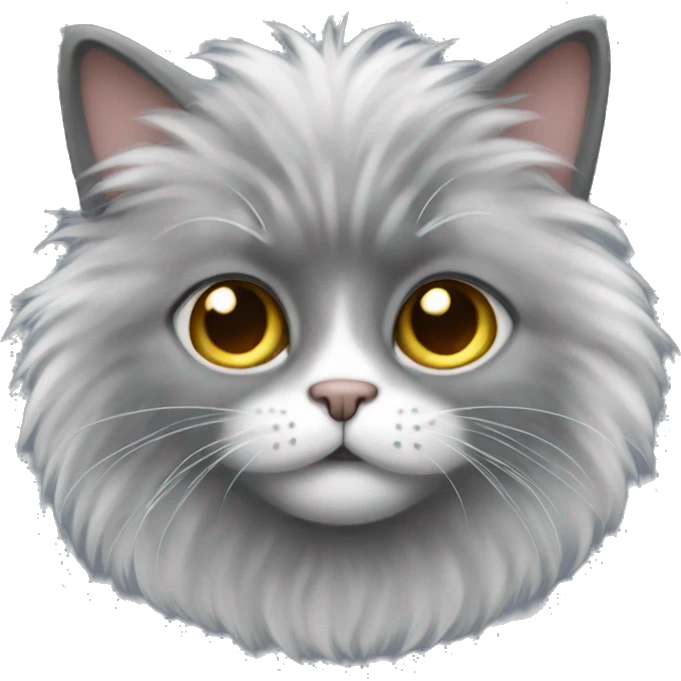 Cat with fluffy gray fur emoji