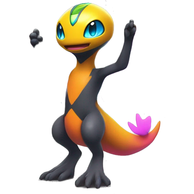 Colorful Neon Colors Vibrant Colors Flying Futuristic Fakémon-Pokémon-Creature Full Body emoji