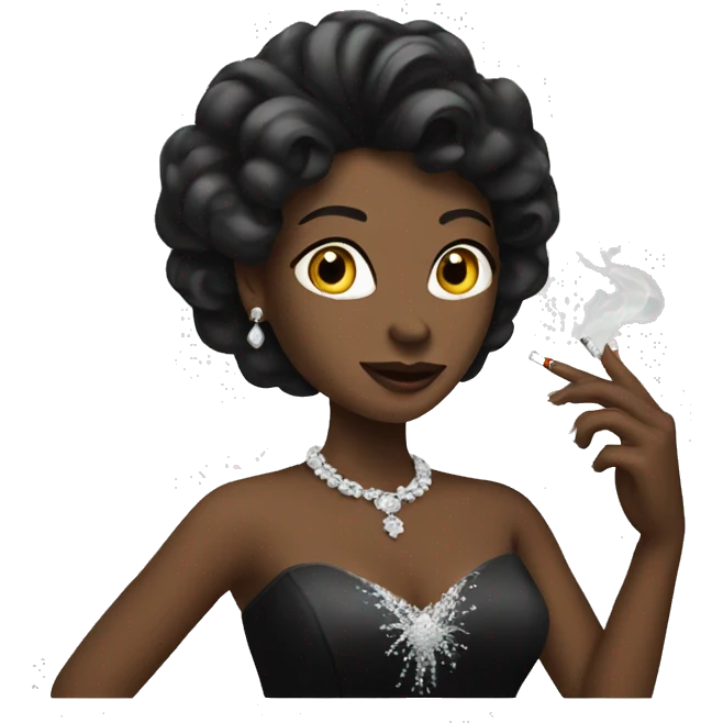 Woman wearing black wedding dress holding a cigarette  emoji