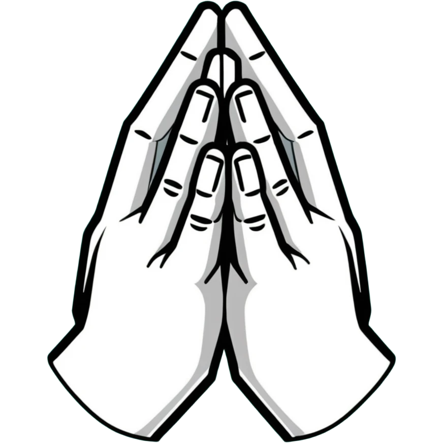 Geometric Maya style prayer hands - thank you for reply, strictly white and deep dark green only, angular sharp lines emoji