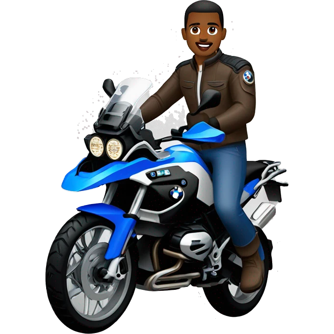motorcycle bmw gs 1250 black male rider on bike dark hair blue eyes emoji